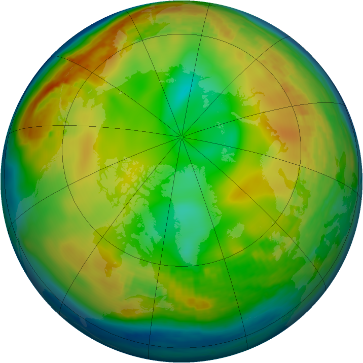 Arctic ozone map for 25 December 2000